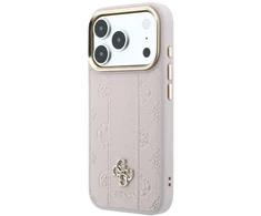 Dėklas Guess Stripe Peony 4G Logo MagSafe skirtas Iphone 18 Pro Max/ 17 Pro Max rožinės spalvos
