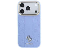 Dėklas Guess Stripe Peony 4G Logo MagSafe do iPhone 18 Pro / 17 Pro Šviesiai mėlynas
