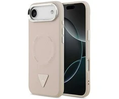 Guess PU Leather Triangle Logo MagSafe dėklas skirtas Apple iPhone Air rožinės spalvos