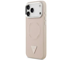 Dėklas Guess Triangle Logo MagSafe skirtas iPhone 18 Pro / 17 Pro rožinis