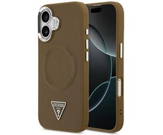 „Guess“ trikampio formos logotipo „MagSafe“ dėklas, skirtas „iPhone 17“ – rudas