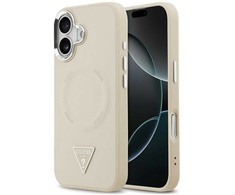 Guess Triangle Logo MagSafe dėklas skirtas Apple iPhone 17 rusvai gelsvas