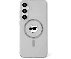 Dėklas Original Pouch Karl Lagerfeld Button Choupette Head Printed Logo Magsafe skirtas Samsung Galaxy S25 juodos spalvos