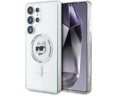 Dėklas Karl Lagerfeld Button Choupette Head Printed Logo MagSafe Samsung Galaxy S25 Ultra baltas