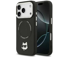 Karl Lagerfeld Choupette Pin MagSafe dėklas skirtas Apple iPhone 17 Pro juodos spalvos