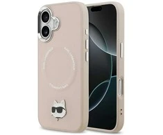 Karl Lagerfeld Choupette Pin MagSafe dėklas skirtas Apple iPhone 17 rožinės spalvos