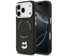 Karl Lagerfeld Choupette Pin MagSafe dėklas skirtas Apple iPhone 17 Pro Max juodos spalvos