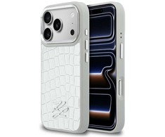 Dėklas Karl Lagerfeld Croco KL Script Logo MagSafe case for iPhone 17 Pro Max - sidabrinis