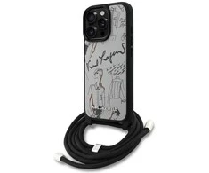 Dėklas Karl Lagerfeld Crossbody Grained Pattern &amp; Logo Case for iPhone 16 Pro - Gray