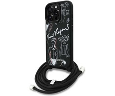 Dėklas Karl Lagerfeld Crossbody Grained Pattern &amp; Logo Case for iPhone 16 Pro Max - Juodas