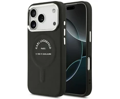 Dėklas Karl Lagerfeld Embossed Open Ring RSG Logo MagSafe skirtas iPhone 18 Pro Max / 17 Pro Max juodas
