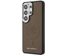 Karl Lagerfeld 412 vnt. įspaustų žiedo inicialų „MagSafe“ dėklas, skirtas „Samsung Galaxy S26 Ultra“, rudas