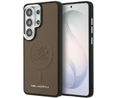 Karl Lagerfeld 412 vnt. įspaustų žiedo inicialų „MagSafe“ dėklas, skirtas „Samsung Galaxy S26 Ultra“, rudas