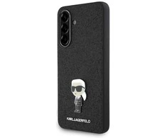 Dėklas Karl Lagerfeld Fixed Glitter Ikonik Logo Metal Pin skirtas Samsung Galaxy A56 juodos spalvos