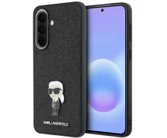 Karl Lagerfeld Fixed Glitter Metal Ikonik dėklas skirtas Samsung Galaxy A57 juodos spalvos