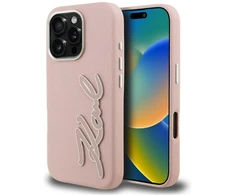 Dėklas Karl Lagerfeld FW Grained Signature Logo iPhone 16 Pro Case - Rožinė