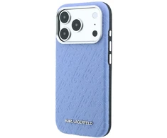 Dėklas Karl Lagerfeld Grained Allover Logo Metal Elongated MagSafe Case for iPhone 17 Pro Max / 18 Pro Max - Mėlyna