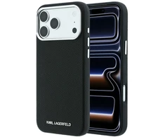 Dėklas Karl Lagerfeld Grained Elongated Logo MagSafe do iPhone 18 Pro / 17 Pro juoda
