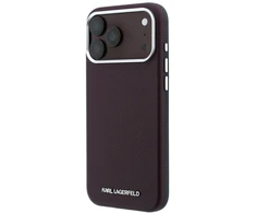 Dėklas Karl Lagerfeld Grained Elongated Logo MagSafe do iPhone 18 Pro Max / 17 Pro Max bordo spalvos