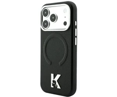 Dėklas Karl Lagerfeld case for IPHONE 18 Pro Max/17 Pro Max compatible with MagSafe (Grained Embossed Ring &amp; Kameo Logo) juodas
