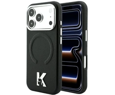 Dėklas Karl Lagerfeld case for IPHONE 18 Pro Max/17 Pro Max compatible with MagSafe (Grained Embossed Ring &amp; Kameo Logo) juodas