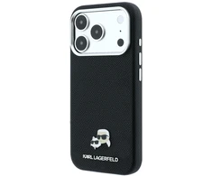 Dėklas Karl Lagerfeld Grained Heads Metal MagSafe Case for iPhone 17 Pro Max / 18 Pro Max - Juodas