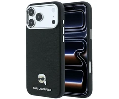 Dėklas Karl Lagerfeld Grained Karl Head Metal MagSafe do iPhone 18 Pro Max / 17 Pro Max juoda