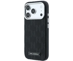 Dėklas Karl Lagerfeld Grained Mono Resin Logo MagSafe Case for iPhone 17 Pro Max / 18 Pro Max - Juodas