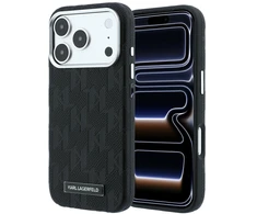 Dėklas Karl Lagerfeld Grained Mono Resin Logo MagSafe Case for iPhone 17 Pro Max / 18 Pro Max - Juodas
