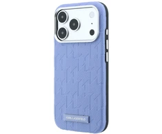 Dėklas Karl Lagerfeld Grained Mono Resin Logo MagSafe do iPhone 18 Pro / 17 Pro Šviesiai mėlynas