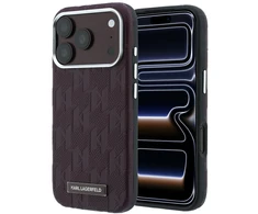 Dėklas Karl Lagerfeld Grained Mono Resin Logo MagSafe Case for iPhone 17 Pro Max / 18 Pro Max - Burgundy