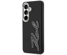 Dėklas Karl Lagerfeld Grained Signature Metal Resin Logo do Samsung Galaxy S26 juoda