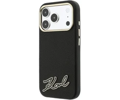 Dėklas Karl Lagerfeld Grained with Resin Signature Logo MagSafe do iPhone 18 Pro / 17 Pro juoda