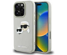 Dėklas Karl Lagerfeld HC 3D Rubber Double Heads Apple iPhone 16 Pro smėlio spalva