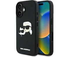 Dėklas Karl Lagerfeld HC 3D Rubber Double Heads Apple iPhone 16 juodos spalvos