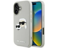 Dėklas Karl Lagerfeld HC 3D Rubber Double Heads Apple iPhone 16 smėlio spalva