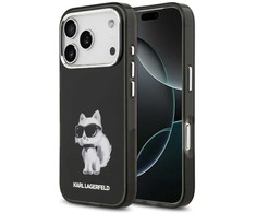 „Karl Lagerfeld IML Aquarelle Choupette &amp; Logo MagSafe“ dėklas, skirtas „iPhone 17 Pro“ – Juodas