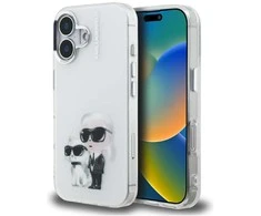 Karl Lagerfeld IML Aquarelle Karl &amp; Choupette &amp; Logo iPhone 16 dėklas - Baltas