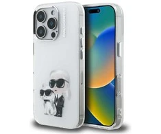 Karl Lagerfeld IML Aquarelle Karl &amp; Choupette &amp; Logo iPhone 16 Pro dėklas - Baltas