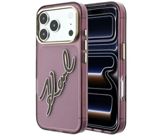 Dėklas Karl Lagerfeld IML Big Signature Resin Metal Frame case for iPhone 18 Pro / 17 Pro burgundy