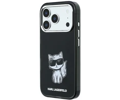 Dėklas Karl Lagerfeld IML Choupette Body Sketch Print MagSafe Case for iPhone 17 Pro Max / 18 Pro Max - Juodas