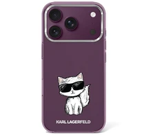Dėklas Karl Lagerfeld IML Choupette Body Sketch Print MagSafe case for iPhone 17 Pro / 18 Pro - burgundy