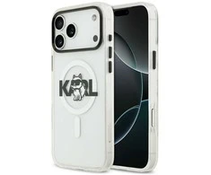 Dėklas Original Pouch Karl Lagerfeld IML Choupette Sketch Logo Magsafe skirtas Apple iPhone 17 skaidrus