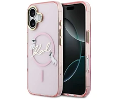 Dėklas Karl Lagerfeld IML Choupettes Karl Script Logo MagSafe iPhone 17 Case - Rožinė
