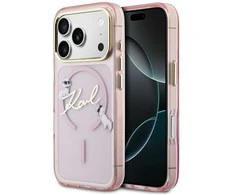 Dėklas Karl Lagerfeld IML Choupettes Karl Script Logo MagSafe Case for iPhone 17 Pro - Rožinė