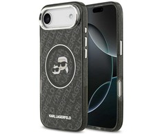 Dėklas Karl Lagerfeld IML Glitter Karl &amp; Choupette Heads Logo MagSafe skirtas Apple iPhone Air juodos spalvos