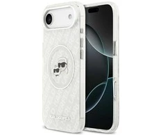 „Karl Lagerfeld IML“ blizgučiais ir „Karl&amp;Choupette“ galvų logotipu pažymėtas „MagSafe“ dėklas, skirtas „iPhone Air“ – pilkas