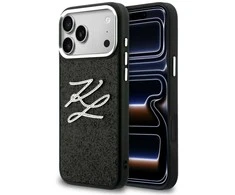 Dėklas Karl Lagerfeld IML Glitter KL Diamond Logo Case for iPhone 17 Pro Max - Juodas
