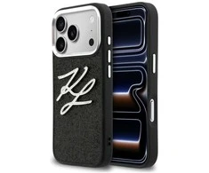 Dėklas Karl Lagerfeld IML Glitter KL Diamond Logo Case for iPhone 17 Pro - Juodas