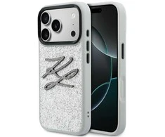 Dėklas Karl Lagerfeld IML Glitter KL Diamond Logo case for iPhone 17 Pro - sidabrinis